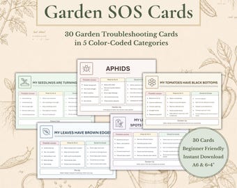 Garten-SOS-Karten | Druckbare Anleitung zur Pflanzenproblembehebung | Schädlings- und Krankheitsbestimmung | Garten-Referenzkarten