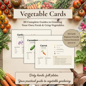 Vegetable Reference Cards | Companion Planting, Plant Spacing & Growing Guide | Instant Download