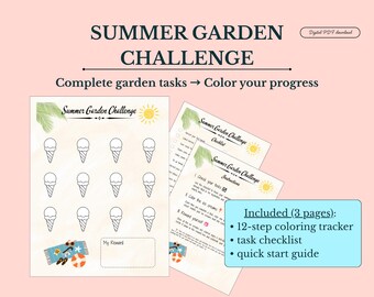 Sommer Garten Challenge Tracker | Druckbare Aufgabenliste, Gartenmotivation (Digitaler Download)