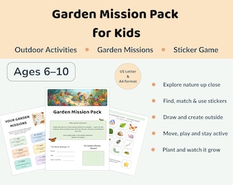 Kinder Schnitzeljagd im Freien, Garten Aktivitäten Paket, Natur Missionen (6-10 Jahre)