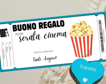 Serata Cinema | Idea Regalo Originals per Fratello | Buono Regalo Compleanno Natale | Voucher Film for a Serata Insieme | regalo di heart