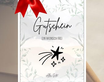 "One Wish Granted" Voucher - Date Night Idea for Partners; Mini Gift for Friends | Customizable PDF Download | Last Minute Voucher