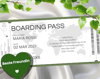 Boarding pass voucher for your best friend – travel voucher template | Experience gift | Printable voucher PDF | Flight ticket