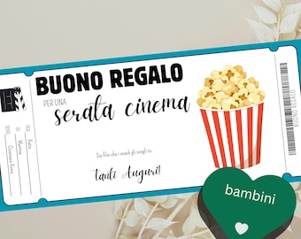 Serata Cinema | Idea Regalo Originals for Bambini | Buono Regalo Compleanno Natale | Voucher film per figlio figlia | Regalo last minute