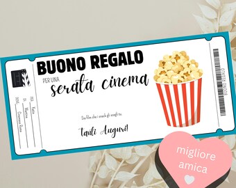Serata Cinema | Idea Regalo Originale per migliore amica | Buono Regalo Compleanno Natale | Voucher film via Serata Insieme |   Girls night