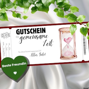 Geschenk für Beste Freundin – Gutschein gemeinsame Zeit | Personalisiertes Erlebnis Geschenk | Gutschein Vorlage PDF | Last Minute Geschenk