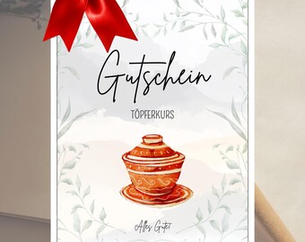 Pottery class gift certificate - a little date idea | Gift idea for partner, girlfriend, or mom | Gift of quality time together | Last-minute digital download