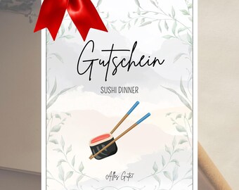 Sushi Dinner Voucher – Cozy Date Idea | Quality Time Together | Gift for Partner or Best Friend | Dinner | Digital Download