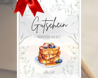 Breakfast in Bed Voucher – Date Idea | Voucher for quality time together | Gift for partner, mom, dad | Breakfast | Digital Download