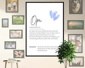Grandpa Definition Poster A4 | Lovely Gift Idea for Birthdays or Christmas | Instant PDF Template Download | Last Minute Gift