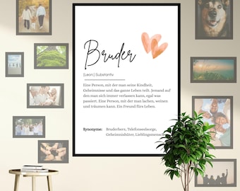 Definition BROTHER Poster A4 | Lovely gift idea for birthdays or Christmas | PDF template instant download | Last minute gift