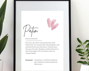 Godmother Definition Poster, Customizable A4 | Loving Gift Idea for Aunt, Women's Day, Birthday, Christmas | PDF Template Instant Download