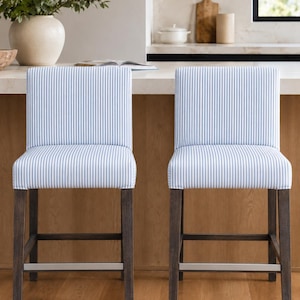 Sofort lieferbar – Barhockerbezüge mit blauem Streifenmuster, 2er-Set – Passend für IKEA Henriksdal Barhocker (EU/AU + USA/Kanada, vor 2009)
