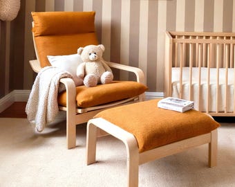 Ready To Ship - Bouclé Cinnamon Poäng Slipcovers – Compatible with IKEA Poäng Chair & Footstool