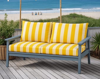 Yellow Stripe Outdoor Slip Covers, Compatible with IKEA Duvholmen - Made to Order