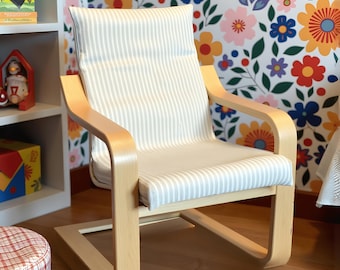 Beige Pinstripe Cushion Cover, Compatible with IKEA Children's Poang