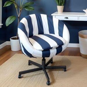 Navy Blue and White Stripe Slipcover – Compatible with IKEA Skruvsta Chair