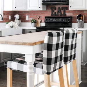 Ready To Ship - Black Check Barstool Covers – Set of 2 – Compatible with IKEA Henriksdal (USA/CA Size)