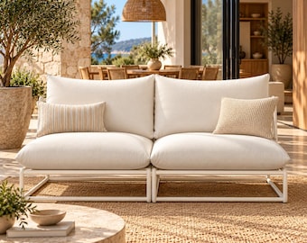Solid White Outdoor Cushion Covers, Compatible with IKEA HAVSTEN