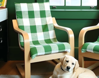 Green Check Slipcover, Compatible with IKEA Children's Poang Chair