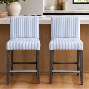 Ready To Ship - Blue Ticking Stripe Barstool Covers – Set of 2 – Compatible with IKEA Henriksdal (USA/CA Size)