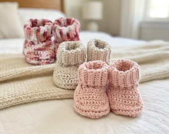 Easy Crochet Baby Booties Pattern PDF | Quick & Easy Baby Slippers | Cozy Knit-Style Booties | Newborn to 12 Months shoes