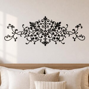 Living Room Metal Scroll Wall Decor,Antique Floral Vine Wall Decor,Entryway Elegant Metal Scroll Decor,Neutral Farmhouse Leaf Swirl Wall Art