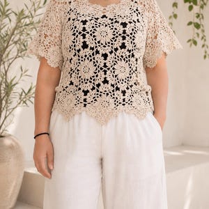 Patrón de blusa de crochet con estampado floral en PDF – Top de verano bohemio de encaje imagen 11