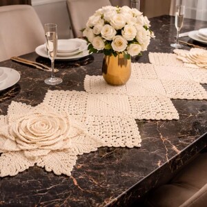 Crochet Table Runner Pattern, Floral Lace, Rose Design, Beginner Friendly (PDF Download) image 3