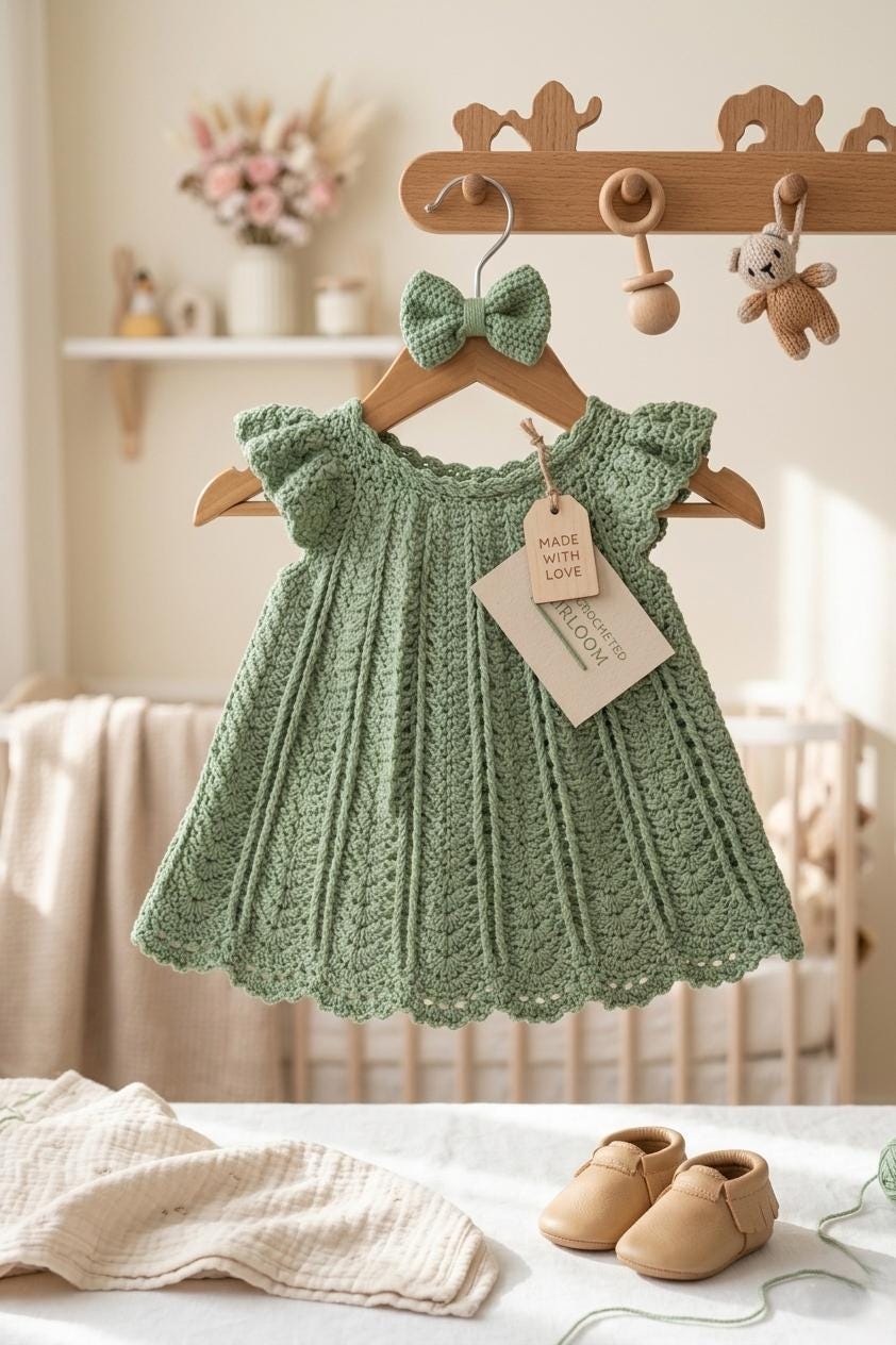 39 Crochet Green Patterns: Frogs, Avocados, Doilies, and Keychains 12 Crochet Baby Dress