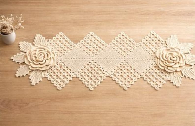Crochet Table Runner Pattern, Floral Lace, Rose Design, Beginner Friendly (PDF Download) image 4