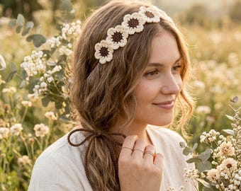 Crochet Daisy Headband Pattern, Floral Hair Accessory PDF (Beginner Friendly)