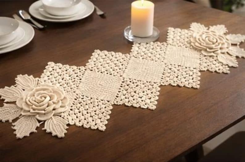 Crochet Table Runner Pattern, Floral Lace, Rose Design, Beginner Friendly (PDF Download) image 5