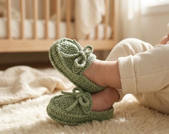 Patrón de mocasines de ganchillo para bebé, zapatos para recién nacidos, zapatillas para niños pequeños (descarga digital)