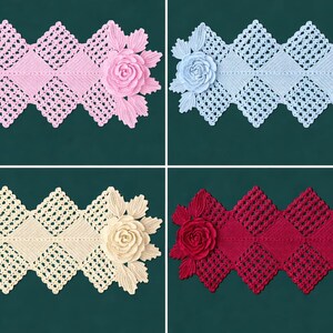 Crochet Table Runner Pattern, Floral Lace, Rose Design, Beginner Friendly (PDF Download) image 6