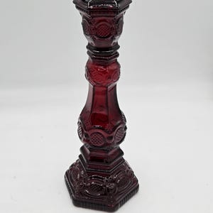 Vintage Avon 1970s Ruby Red 1876 Cape Cod Collection Candlesticks/Perfume Bottle