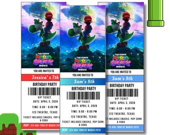 Editable Super Mario Galaxy Movie Ticket Invitation (Digital Download)