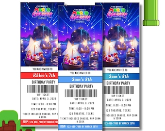 Editable Super Mario Galaxy Movie Ticket Invitation (Digital Download)