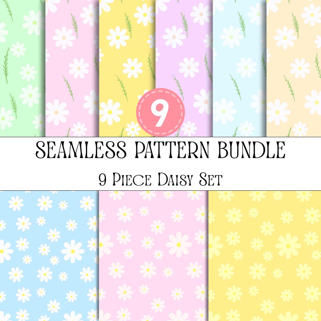 Pastel Daisy Floral Digital Paper Bundle | 9 Seamless Daisy Patterns ...