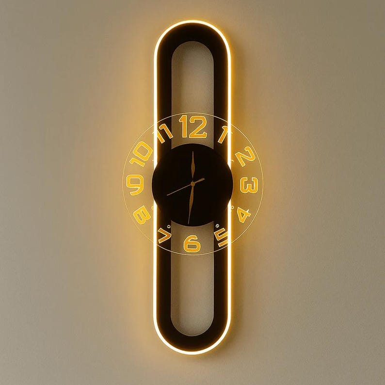 Auraclock 2-in-1 Vertical and Horizontal Clock Home and Office Wall ...