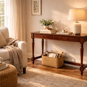 Solid Wood Console Table with Drawers Entryway Hallway Storage