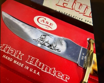 Case XX USA Kodiak Hunter 7" Hirsch Griff Messer mit Lederscheide Feststehendes Messer NEU