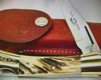 Case XX USA 1981 Hajtandsfickkniv Vintage hjorthandtag med slida Begagnad