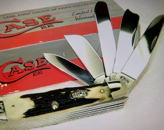 Case XX USA Trapper Pocket Multi Tool Campingkniv Midnight Stag Handle med slida Begagnad