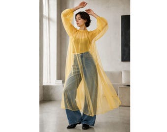 Vestido superpuesto de organza transparente para mujer, cubierta larga de organza transparente, superposición maxi en capas, top de organza llamativo, superposición de color personalizado