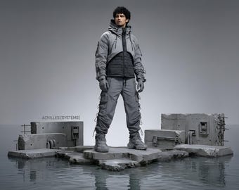 Conjunto de ropa técnica cyberpunk para hombre, conjunto urbano futurista, pantalones cargo tácticos, chaqueta ninja urbana, ropa de moda vanguardista.