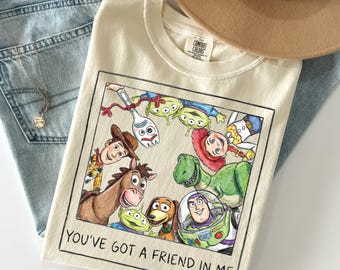 Retro Pixar Toy Story You've Got a Friend in Me Photo Shirt, Toy Story Land, Woody Buzz Jessie, Bullseye, Disney Vacation 2026 Matching Tee