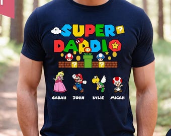 Custom Daddio Shirt, Personalized Super Daddio Shirt, Kids Name Dad Shirt, Daddy Shirt, Father's Day Gift Shirt for Dad, Gamer Daddy Shirt