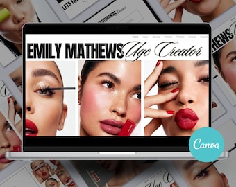 Beauty UGC Website Template | Modern Bold Canva Portfolio for Skincare & Makeup Creators