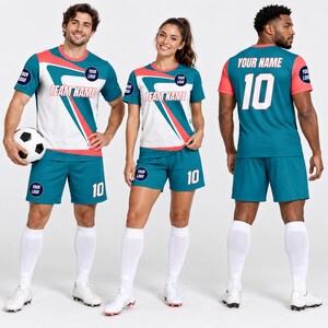 Custom Soccer Jersey and Shorts Set, Angular Outline Frame, Name and Number